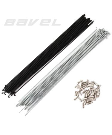 BaveL 36pcs Steel Spokes Mountain Bike Spokes MTB 221mm-233mm W/Nipples black 228