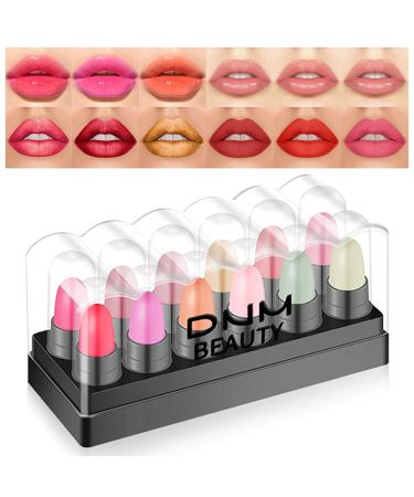evpct 12Pcs Capsule Pills Lipstick Mini Lip Stick Packs Matte Lipstick Set for Women 3 Changing Color Jelly Magic Lipstick 3 Strawberry Mint Apple Flavor Lip Balm 3 Matte Lipstick 3 Metallic Lipstick 12 Count (Pack of 1)...