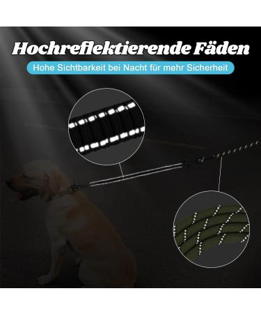 Shop Aystkniet Bungee Drag Line for Dogs | Shock-Absorbing Leash with Padded Handle | 3m to 30m Options | Ideal for Medium & Large Dogs | Reflective & Lockable | Army Green - Buy Online on SooperMarket.com