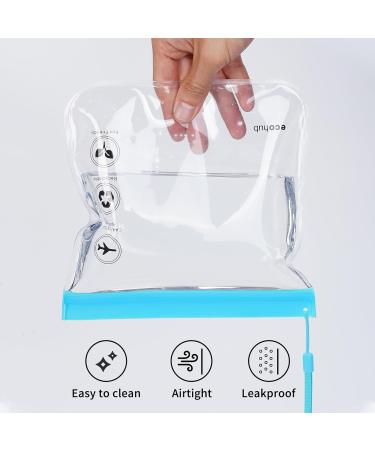 ECOHUB Airport Security Liquids Bags - 2 Pack Clear EVA Airport Travel Toiletry Bags (Blue) - Airline Approved Zip Lock Bags with Carrying Handle - Buy Online on SooperMarket.com