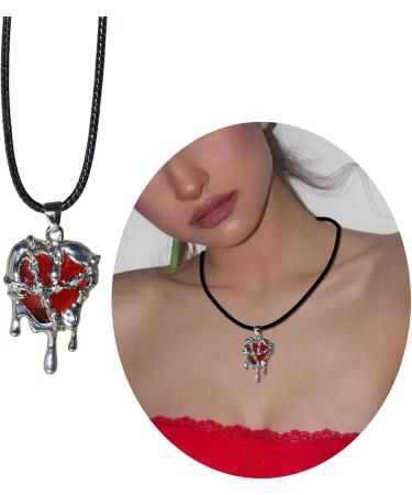 Shop Oralgos Irregular Heart Necklace - Trendy Crystal Collarbone Chain for Women & Girls - Fashionable Red Jewelry - Buy Online on SooperMarket.com