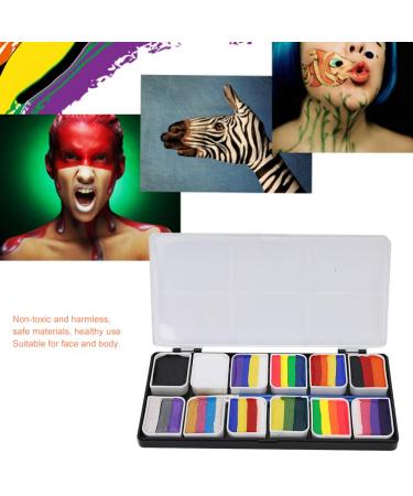 Professional Face Body Paint Kit - 12 Colors with Brushes | Safe Halloween Makeup Palette for Parties & Body Art - Buy Online on SooperMarket.com