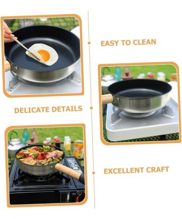 BCOATH Camping Portable Pan Egg Pan Flat Skillet Camping Cookware Griddle Pan Stainless Steel Cookware Pans Portable Camping Pan Mini Egg Cooker Multi-Function Pan Non Stick Wok Wood - Buy Online on SooperMarket.com