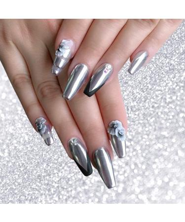 PrettyDiva Silver Chrome Nail Powder - Rose Gold Mirror Effect Manicure Pigment - Buy Online on SooperMarket.com