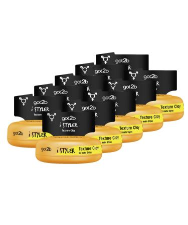 GOT2B Schwarzkopf Istyler Texture Clay stop 4 (10x 75 ml) hair cream for men gives a cool matt effect hair paste for a textured matt-defined style 10 pack (10x 75 ml)