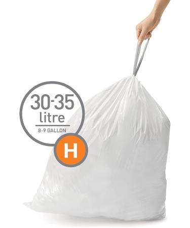 simplehuman Custom Fit Drawstring Trash Bags - 60 Count, 30-35 Liter, White - Pack of 3 - Buy Online on SooperMarket.com