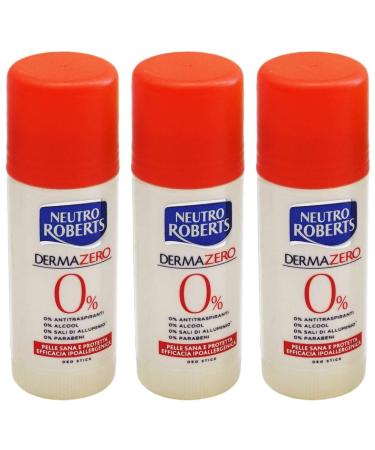 Neutro Roberts:"Dermazero" Deodorant 1.35 Fluid Ounces (40ml) Deo Stick (Pack of 3) Italian Import