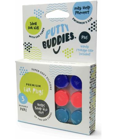 Putty Buddies Original Swimming Earplugs - 3-Pair Pack in Purple/Teal/Magenta - Soft, Comfortable Ear Plugs for Kids - Water Block Technology - Buy Online on SooperMarket.com