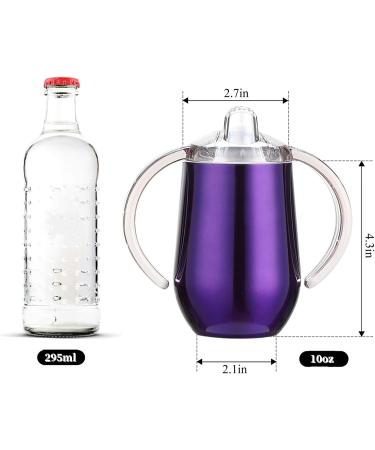 Stainless Steel Sippy Cup 10 oz | BPA Free, Double Wall Insulated | Toddler Straw Cup with Handles & Silicone Lid | Non-Spill, Purple - Buy Online on SooperMarket.com