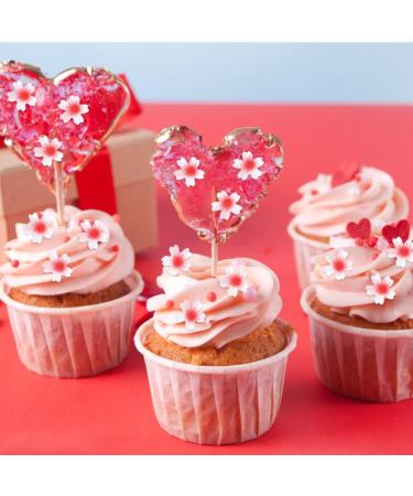 Hpory Edible Flower Cupcake Toppers 100 Pcs Cherry Blossoms Cake Topper Glutinous Rice Paper Happy Birthday Cake Toppers Flowers Cake Decorations for Birthday Wedding Celebration Party - Buy Online on SooperMarket.com