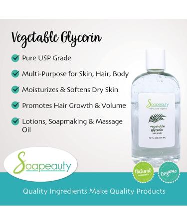Organic USP Grade Vegetable Glycerin | Non-GMO Natural | for Cosmetic, Skin, Hair Care, Soap Making | 32 oz - Soapeauty - Buy Online on SooperMarket.com