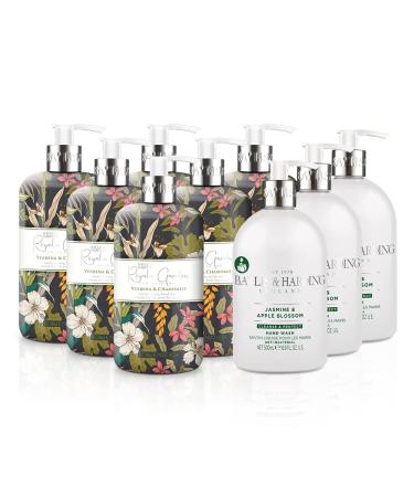 Baylis & Harding Hand Wash Bundle: 6 x 500 ml Royale Garden Limited Edition Verbena & Chamomile & 3 x 500 ml Anti-Bacterial Jasmine & Apple Blossom (9 bottles) - Vegan Friendly Hand Wash Bundle 2