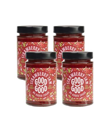 GOOD GOOD Sweet Strawberry Jam - Keto Friendly - Low Calorie and No Added Sugars - Vegan - Gluten Free - Preserves - 330g x 4