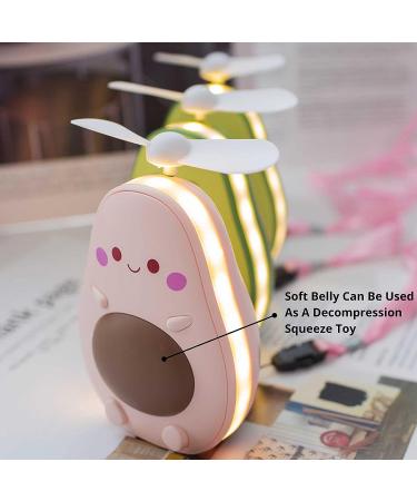 UNAGLAM Mini Avocado-Shaped Makeup Mirror with LED Light & Fan, USB-Rechargeable- Pink 2 - Buy Online on SooperMarket.com