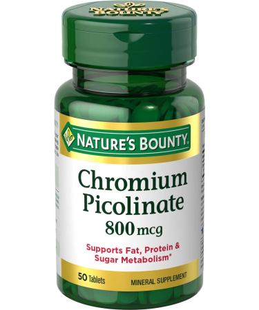 Nature's Bounty Chromium Picolinate 800 Mcg., 50-Count No Artificial flavor 50 Count (Pack of 1)