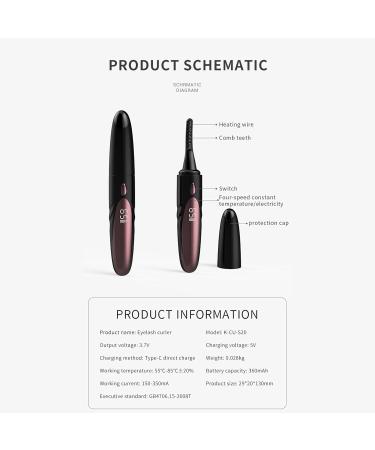 Dranng Heated Eyelash Curlers Electric Lash Curler with Comb | Double-Sided Anti-Scald Portable Lash Curler 4 Adjustable Temperature Levels Eye Makeup Tools for Natural 24hr Curl Black - Buy Online on SooperMarket.com