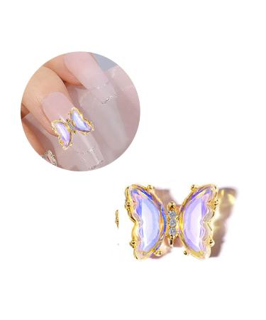 SANWOOD Shiny Butterfly Nail Ornament 3D Crystal Colorful Foil Paint Decorations for DIY Manicure Nail Art #04