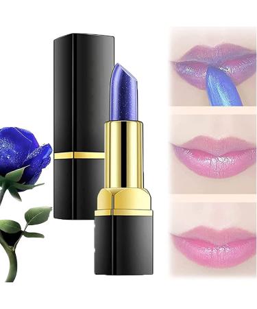 Magic temperatures color changing lip balm set yanqina lipstick color change-blue rose lipstick-magical discoloration blue rose temperature change lipstick (1 piece)