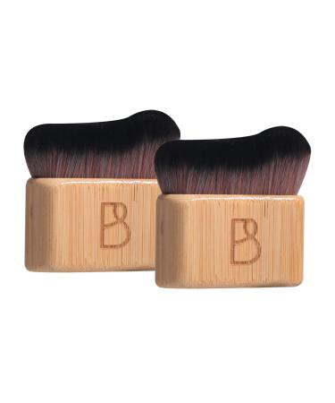 BS-MALL Self Tanning Body Brush Makeup Brushes Set of 2 | Eco-Friendly Natural Bamboo Handles | Ultra-Soft Synthetic Bristles | Perfect for Face & Body Application Perfect for Travel