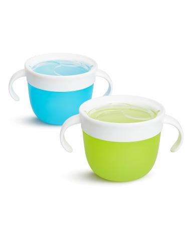 Munchkin snack box for babies and toddlers foldable snack cup for food BPA -free small container with handles ideal for at home or on the go leak -proof - blue/green blue/green 2 pieces (1 Pack)