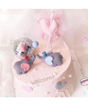 YeahiBaby Beautiful Resin Elephant Balloon and Heart Cake Topper or Small Dessert Decoration for Wedding Party Tables (Sky Blue) - Buy Online on SooperMarket.com