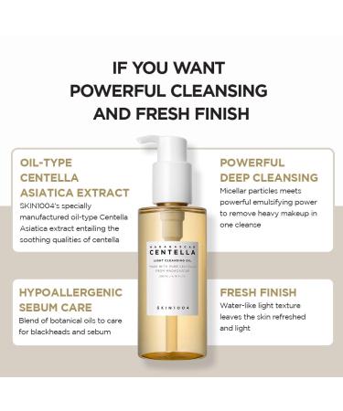 SKIN1004 Madagascar Centella Light Cleansing Oil 6.76 fl.oz - Pure & Light Micellar Oil for Fresh Cleansing - Hypoallergenic Formula - 200ml - Buy Online on SooperMarket.com