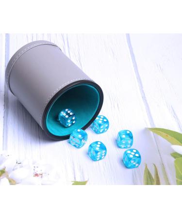 PU Leather Dice Cup Set - Quiet Shaking for Various Games - Includes 6 Regular Dice - Lake Grey - Buy Online on SooperMarket.com