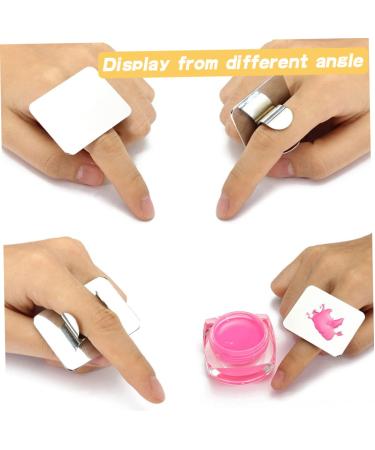 Professional 1PC Nail Art Palette Ring - Stainless Steel Color Mixing Palette for DIY Nail Designs | Handsfree Rectangle Makeup Tool - Buy Online on SooperMarket.com