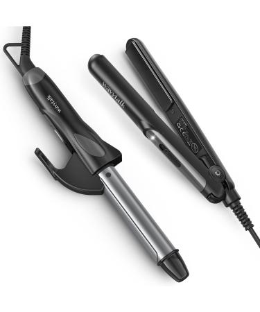 Wavytalk Mini Flat Iron 0.7 Inch Ceramic Mini Hair Straightener - Small Flat Iron with Mini Curling Iron for Short Hair  Curls Bangs  Travel Flat Iron