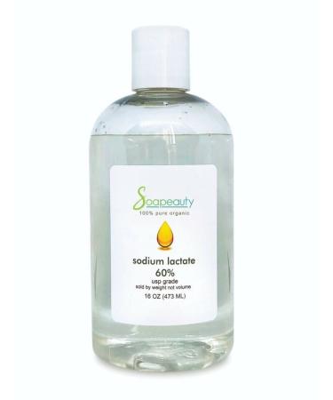 SODIUM LACTATE for Soap Making & Lotions | Organic 60% USP Pure Natural Preservative | Harder Bar of Soap, Bigger Yield, Faster Cure Time, Provides Moisture | 16 oz