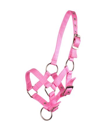 QHP foal halter foal nylon halter 4 foal sizes 6 colours (pony foal pink) pony foal pink