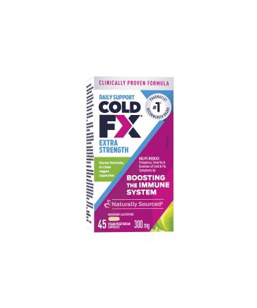 COLD-FX Extra Strength Ginseng Extract Reduce Chance Cold and Flu Support Immune System - 45 Vegan Capsules
