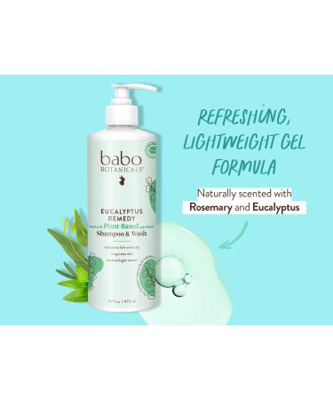Babo Botanicals Eucalyptus Remedy Shampoo & Wash - Eucalyptus & Rosemary Oils - EWG Verified, Vegan & Cruelty-Free - 16 fl. oz - Buy Online on SooperMarket.com