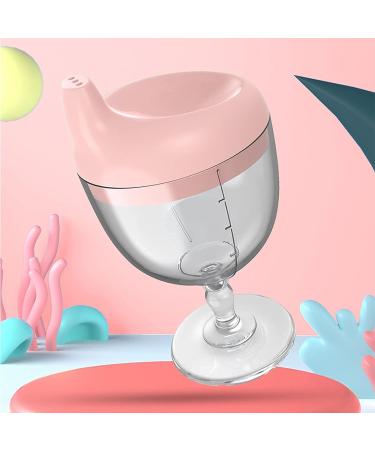 Kaiwern Pink Plastic Goblet Cup | Baby Sippy Cup Wine Glass | Beverage Mug Milk Bottle with Lid for Kids - Birthday Party Celebration - Buy Online on SooperMarket.com