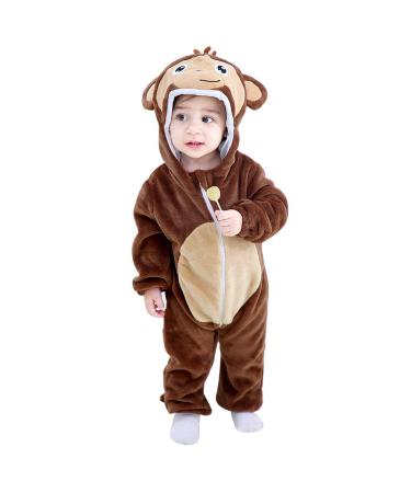 COOKY.D Unisex Winter Animal Hooded Baby Romper 3-36 Months 18-24 Months Dark Brown