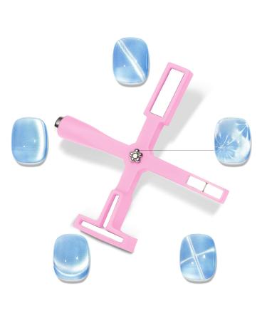MIZHSE 5 in 1 Nail Magnet Tool: Cat Eye Magnet Tool Multi-Function Magnet Stick 3D Magnetic Cat Eye Gel Polish Nail Art Cat Eye Magnet Stick Nail Design Tools for Nail Salon Home DIY Pink