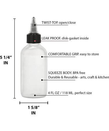Twist Top Applicator Bottles - Refillable Squeeze Plastic Bottles with Black Nozzle (2 Pieces) | Versatile & Perfect for All Your Needs - Buy Internationally - Buy Online on SooperMarket.com