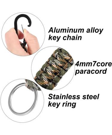 Viviihoo Paracord Keychain Set - 3 pcs Black Orange Camouflage | Carabiner Hooks & Braided Lanyard for Camping Hiking & Survival - 15.6cm - Buy Online on SooperMarket.com