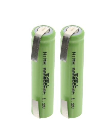 (2-Pack) Exell 1.2V NIMH AAA 800mAh Rechargeable Batteries w/Tabs use with Electric Razors toothbrushes high Power Static Applications (Telecoms UPS and Smart Grid) Electric Tools Electric mopeds