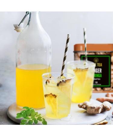 BLUE TEA - Ginger Moringa Herbal Tea - 36 Tea Bags (Pack of 2) |HEALTHY SUPERFOOD | Blend of Indian Ginger and Fresh Moringa | Caffeine Free | Eco-Sustainable Packaging - Buy Online on SooperMarket.com