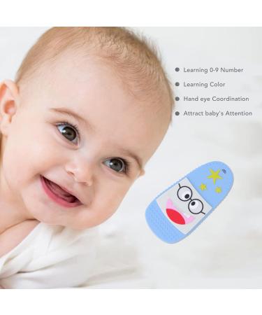 Sensory Silicone Baby Teether Toy - Prevents Thumb Sucking, Improves Coordination (Blue) - Buy Online on SooperMarket.com