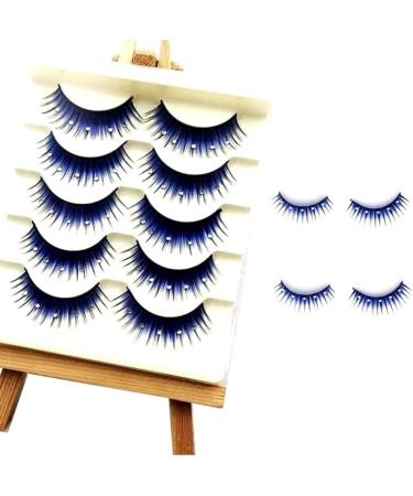 5 Pairs Fluffy Fake Eyelashes Faux Mink Fake Eyelashes Blue Shiny Rhinestone False Eyelashes 3D Thick Long Fake Eyelashes for Women Girls Party Stage Dance Makeup Masquerade - Buy Online on SooperMarket.com