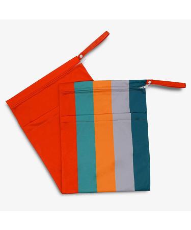 Wet Dry Bags 2 Pack - Washable Waterproof Reusable Pouch with Zipper Pocket for Diapers, Swimsuits, Travel, Gym - Orange - Buy Online on SooperMarket.com