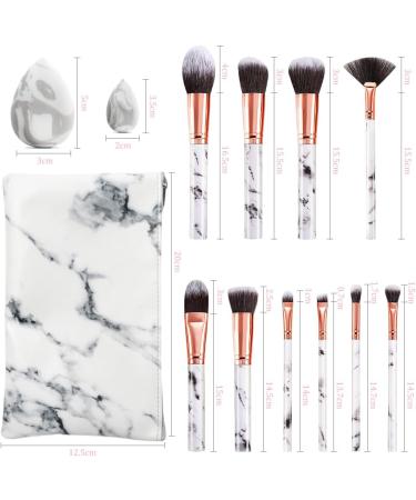 HEYMKGO Make Up Brushes 10 Piece Brush Set Makeup with Makeup Sponge and PU Leather Brush Bag Makeup Brush Set Kabuki Makeup Brushes Foundation Blending Cosmetic Brush Makeup Kit (Marble White) - Buy Online on SooperMarket.com