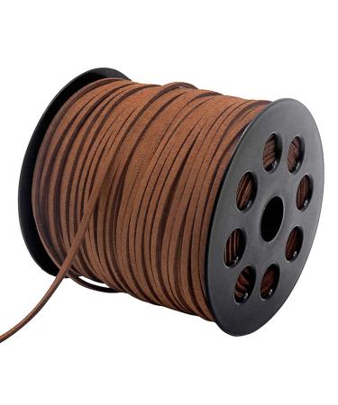Tenn Well 2.6mm Suede Cord, 100 Yards Flat Faux Leather Cord for Necklaces, Bracelets, Jewelry Making, Beading and DIY Crafts (Brown) Brown 2.6mm x 100 yards