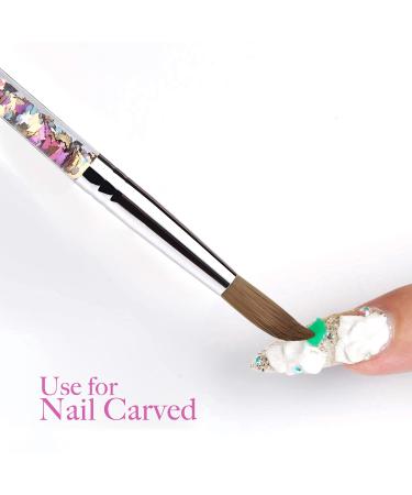 HEVAENS Professional Acrylic Nail Brush | Round Acrylic Nail Art Brush with Liquid Butterfly Glitter Handle | Size 10 Pink - Buy Online on SooperMarket.com