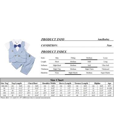 AmzBarley Baby Boys Gentleman Suit Set | Blue Tuxedo Rompers with Bowtie | 6-12 Months - Buy Online on SooperMarket.com