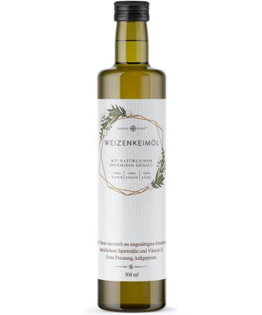 Wheat germ oil 500 ml from Nordic Pure | Cold pressed with spermidine and lots of vitamin E | Wheat germ mechanically pressed (500 ml)