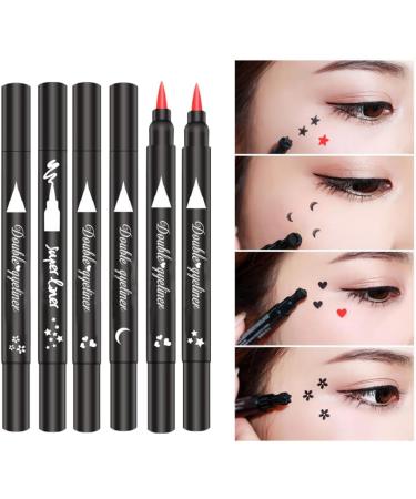 Eyeliner Stamp 2 in 1 Double-Head Waterproof Liquid Eyeliner Pen Make-Up Tool Black Heart Liquid Eyeliner - Buy Online on SooperMarket.com