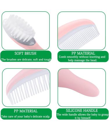 LNQ LUNIQI Baby Brush and Comb Set Soft Bristle Baby Brush Massage Scalp Brush for Newborn Cradle Cap Scalp Cleaning Care (Pink) - Buy Online on SooperMarket.com